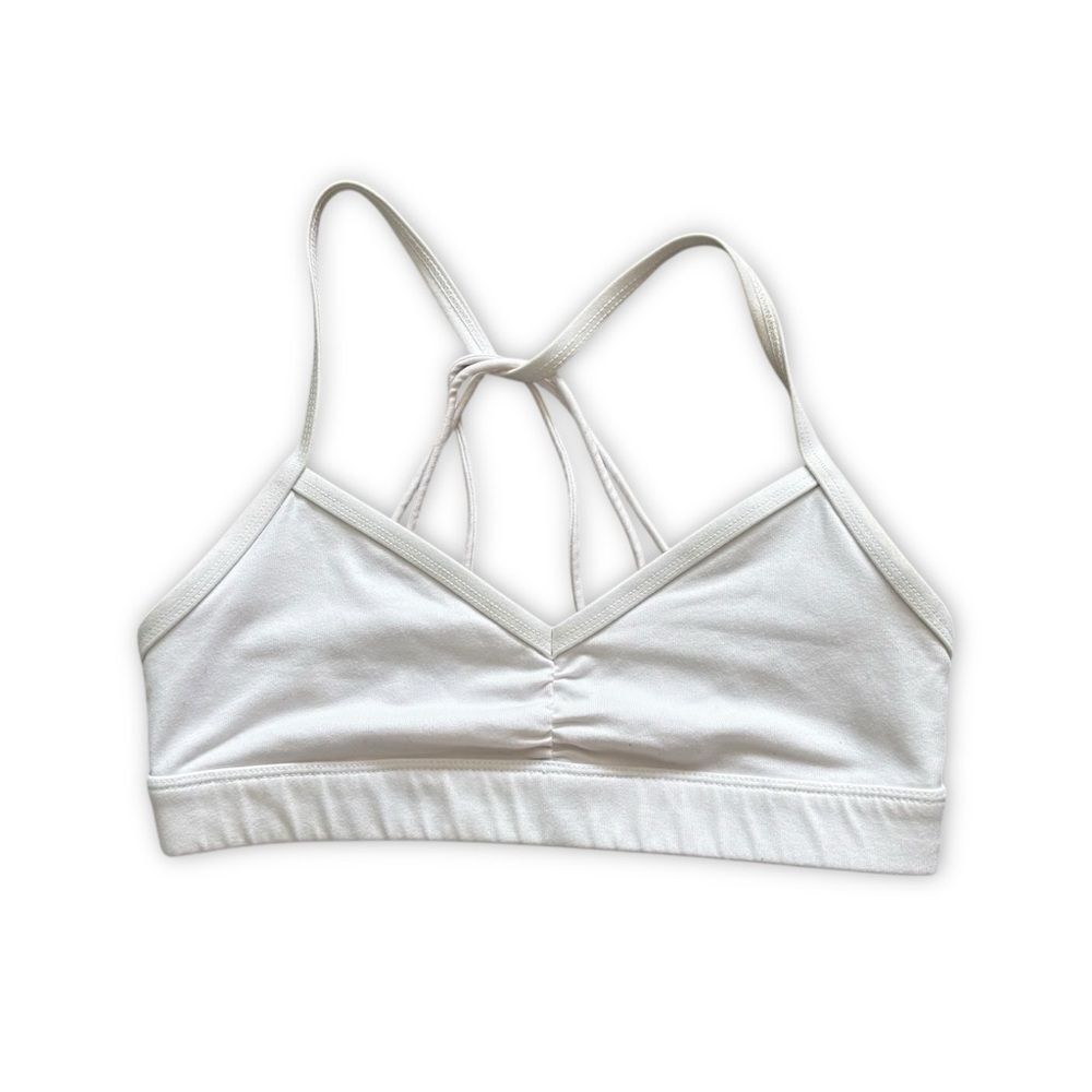 Alo Yoga White Strappy Sports Bra Size XS Sporty Athletic Activewear Neutral